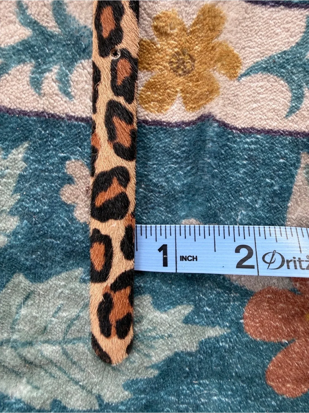 Casual Corner Genuine Leather Leopard Print Skinny Belt Made In Italy Size M